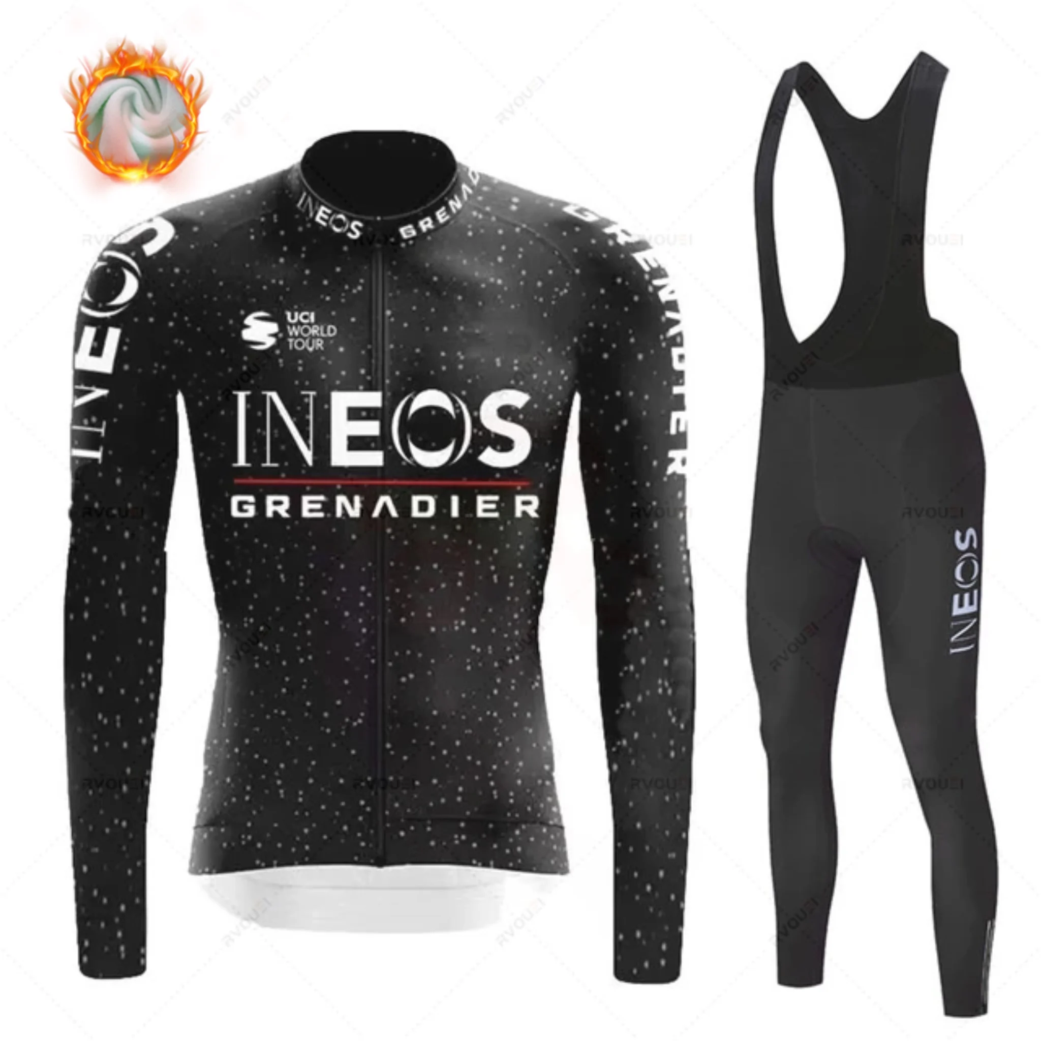 

INEOS-Thermal Cycling Jersey Sets for Men, Warm Clothing, Outdoor Riding, MTB, Winter, 2023