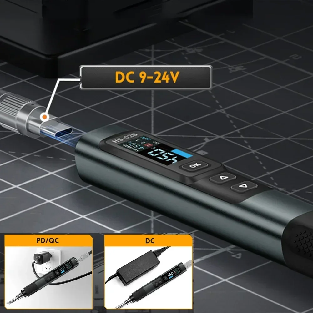 Imagem -05 - para Ferro de Solda Fnirsi Hs02b Ferro de Solda Elétrico de Calor Interno Inteligente pd qc dc 100w Kits de Temperatura Constante