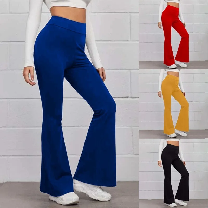 Women's High-waisted Slimming Yoga Sports Casual Pants New Spring Summer Fashion Trousers Micro-flared Running Pants