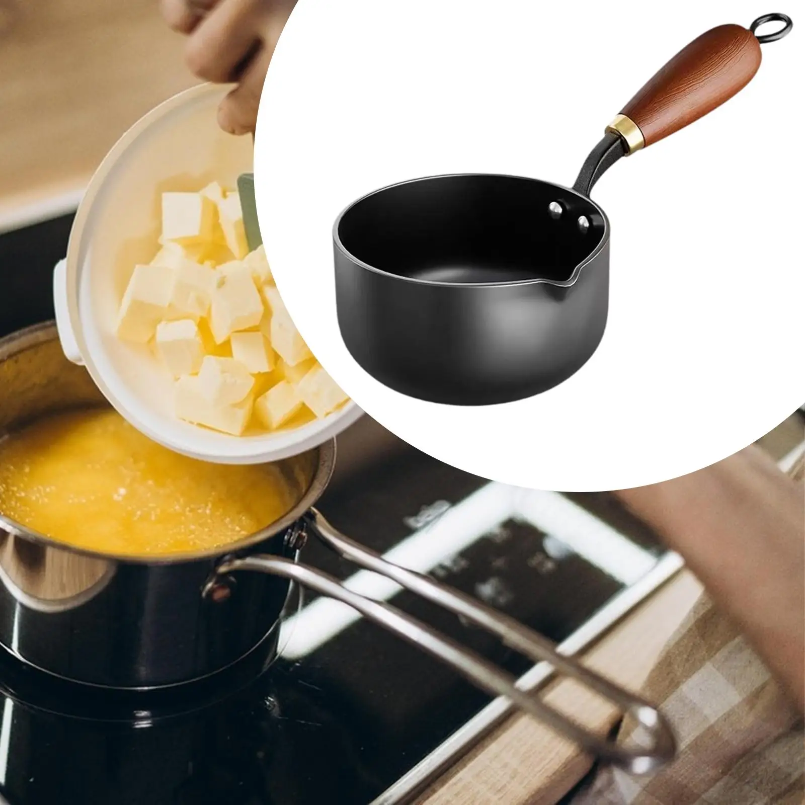 Piccola casseruola per salsa, pentola antiaderente in ferro, pentola per sciogliere il cioccolato, cucina, cucina a casa