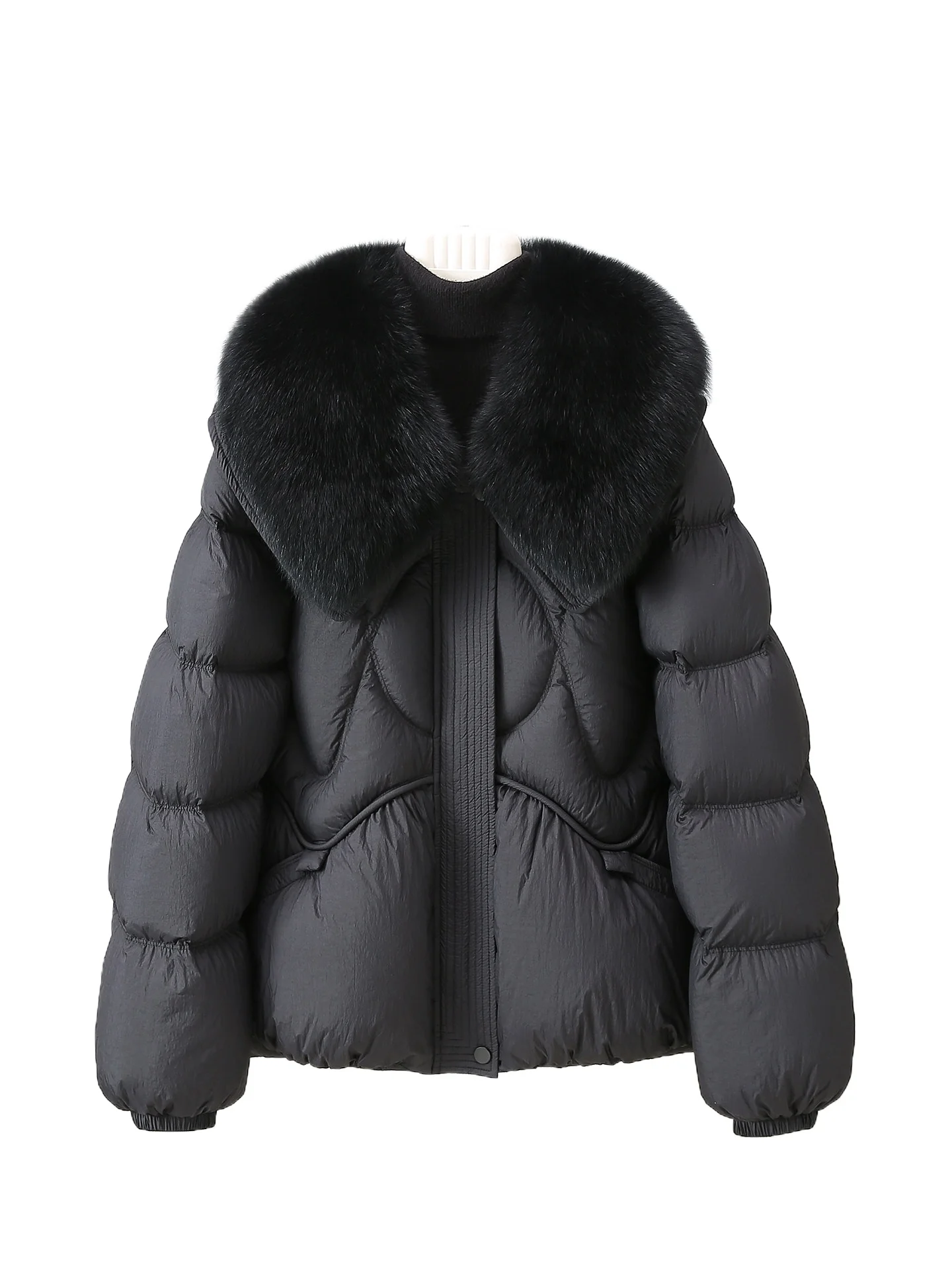 

90 white goose down jacket real fur grass fox fur collar 2025 new women's short loose small jacket winter