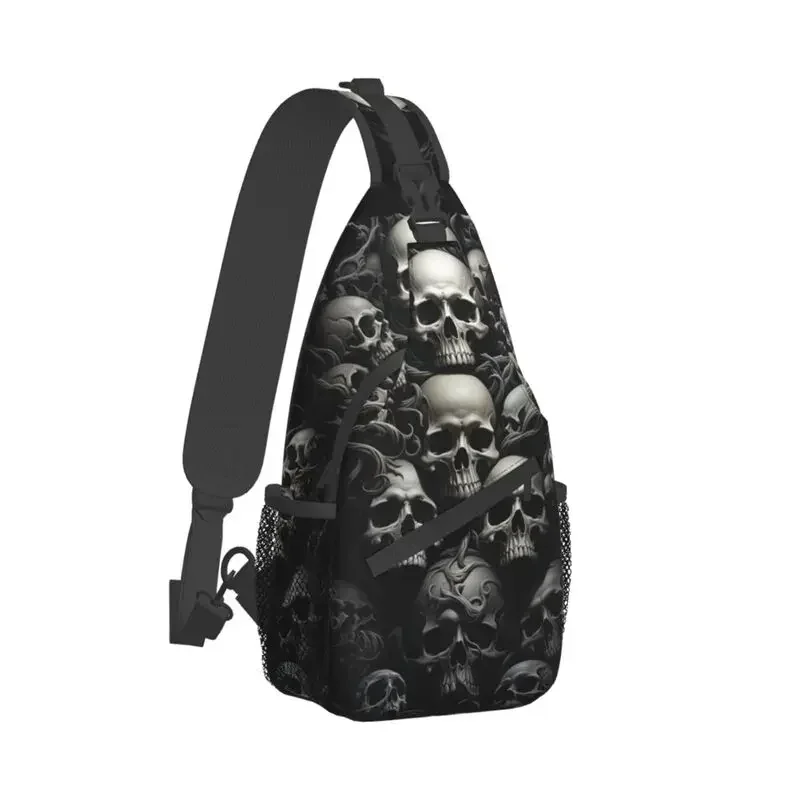 Gothic Skeleton Death Skull Sling Crossbody Chest Bag Men Casual Shoulder Backpack for Traveling