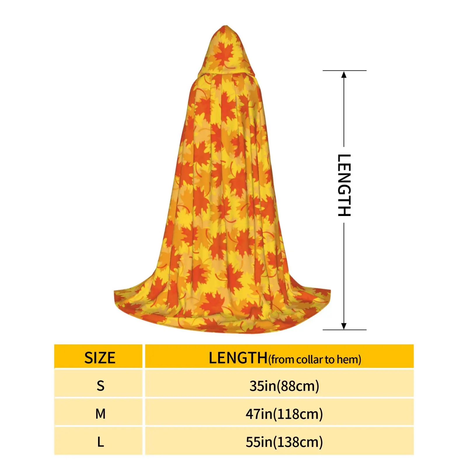 Fall Maple Leaf Print Hooded Cloak Polyester Snuggly Wearable Blanket for Teens Halloween Costumes