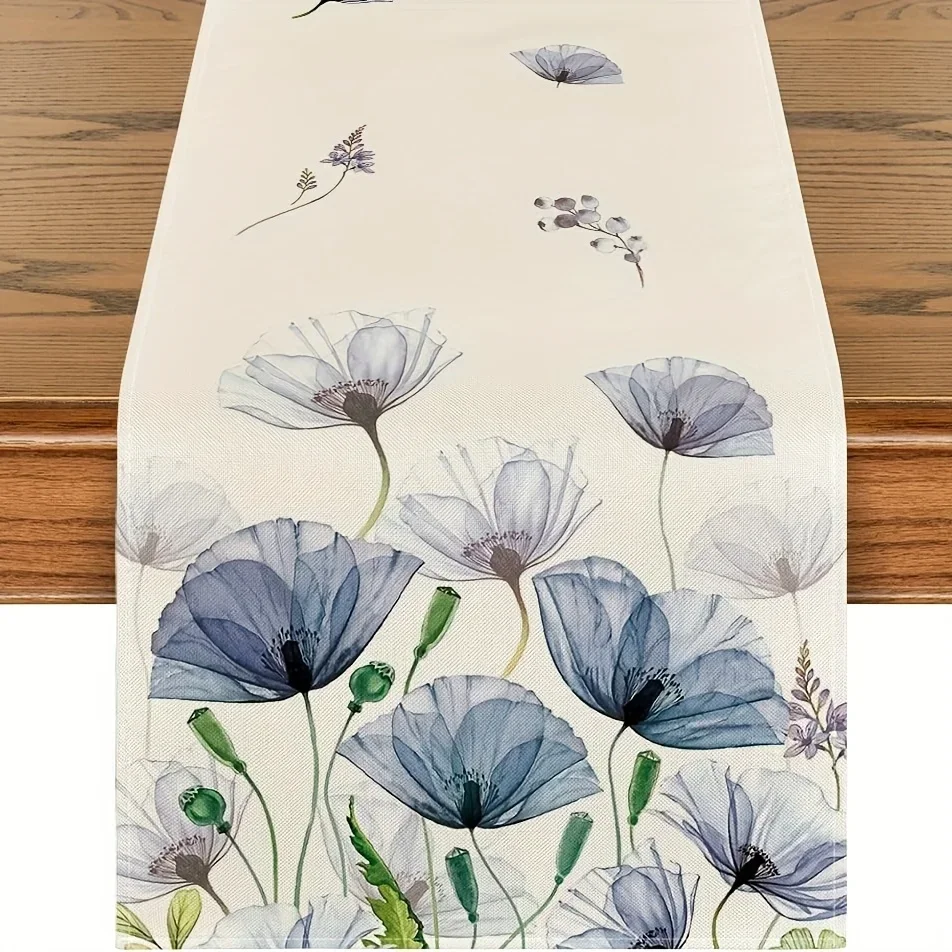 1pc Coconut Table Runner Dresser Scarf, Khaki Palm Tree Tablecloth, Farmhouse Kitchen Decoration, Festive Dinner Decoration