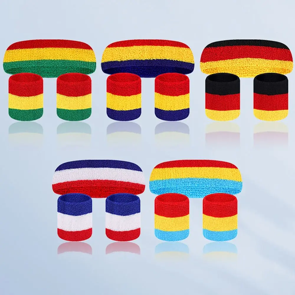 3Pcs/Set Head Sweat Sport Wristbands Elastic Wrist Support Yoga Hair Bands Breathable Protector Sweat Head Band Men Women