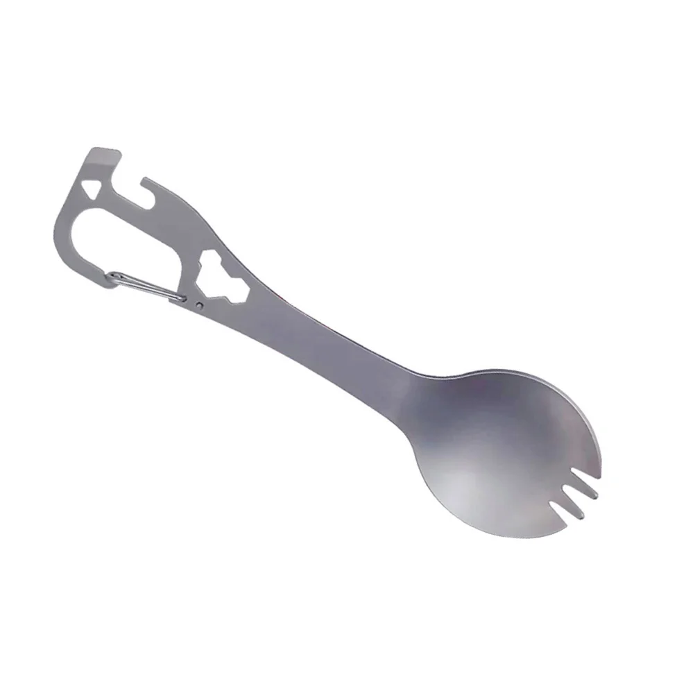 متعددة الاستخدام التخييم سبورك شوكة فولاذية مقاومة للصدأ ملعقة فتاحة الزجاجات في الهواء الطلق أداة محمولة سبورك التخييم السفر فتاحة الزجاجات #4