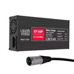 54.6V 5A Battery Charger for 13S Li-ion Hailong Battery Pack 48V Electric Bike Fast Charging Power Supply with XLR 3-Pin Plug