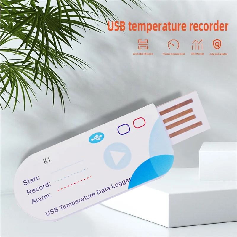 USB Temperature Data Logger 14400 Points USB Report 60 Days IP65 Disposable Recorder