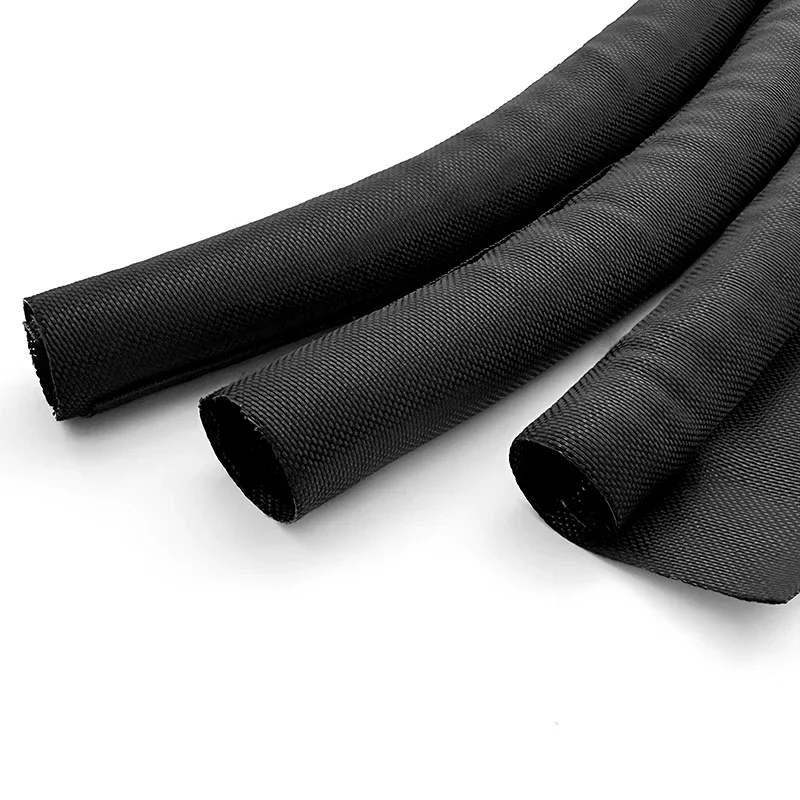 Expandable Split PET Self Overlap Braided Cable Sleeve For Solar Street Light Outdoor Power Wiring Loom Insulation Tube