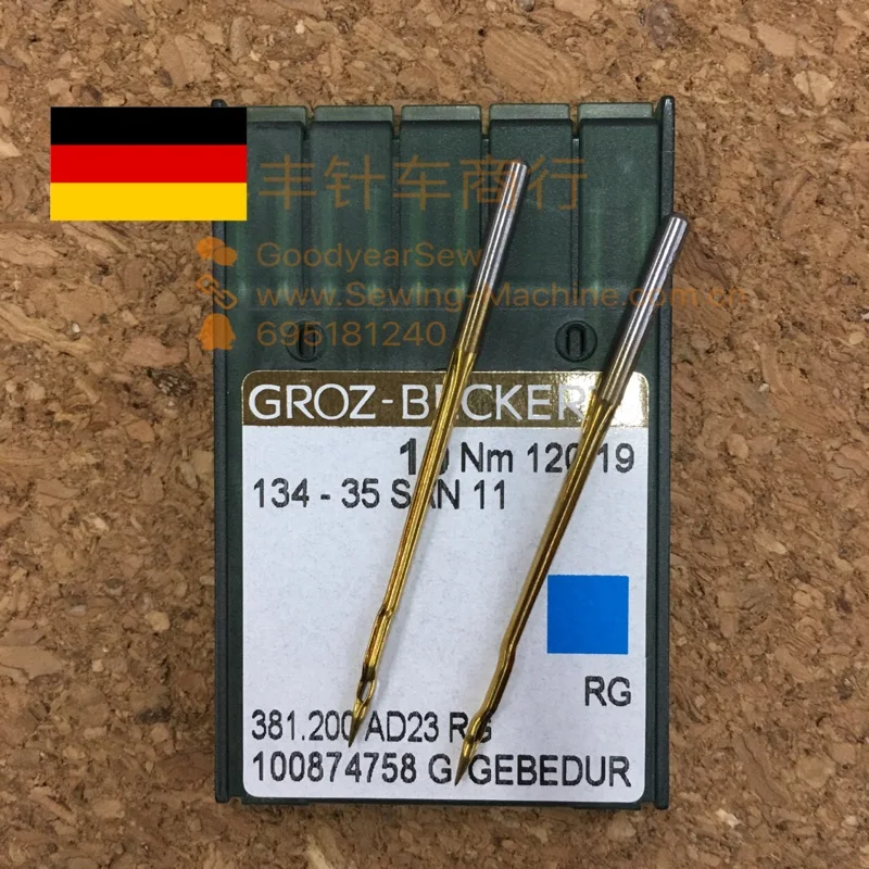 10 Uds 1 bolsa alemán GB 134-35san11 chapado en titanio parte trasera curva 134-35mr aguja para máquina de coser Durkopp Baifu Pfaff