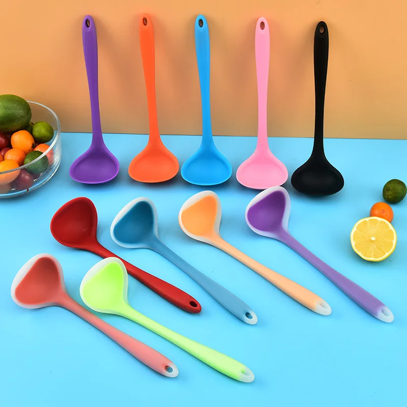 Small Thickened Silicone Spoon Tableware Japanese kitchen Saucepan Ramen Noodles Ladle Tablespoons Chinese Soups Catering Scoop