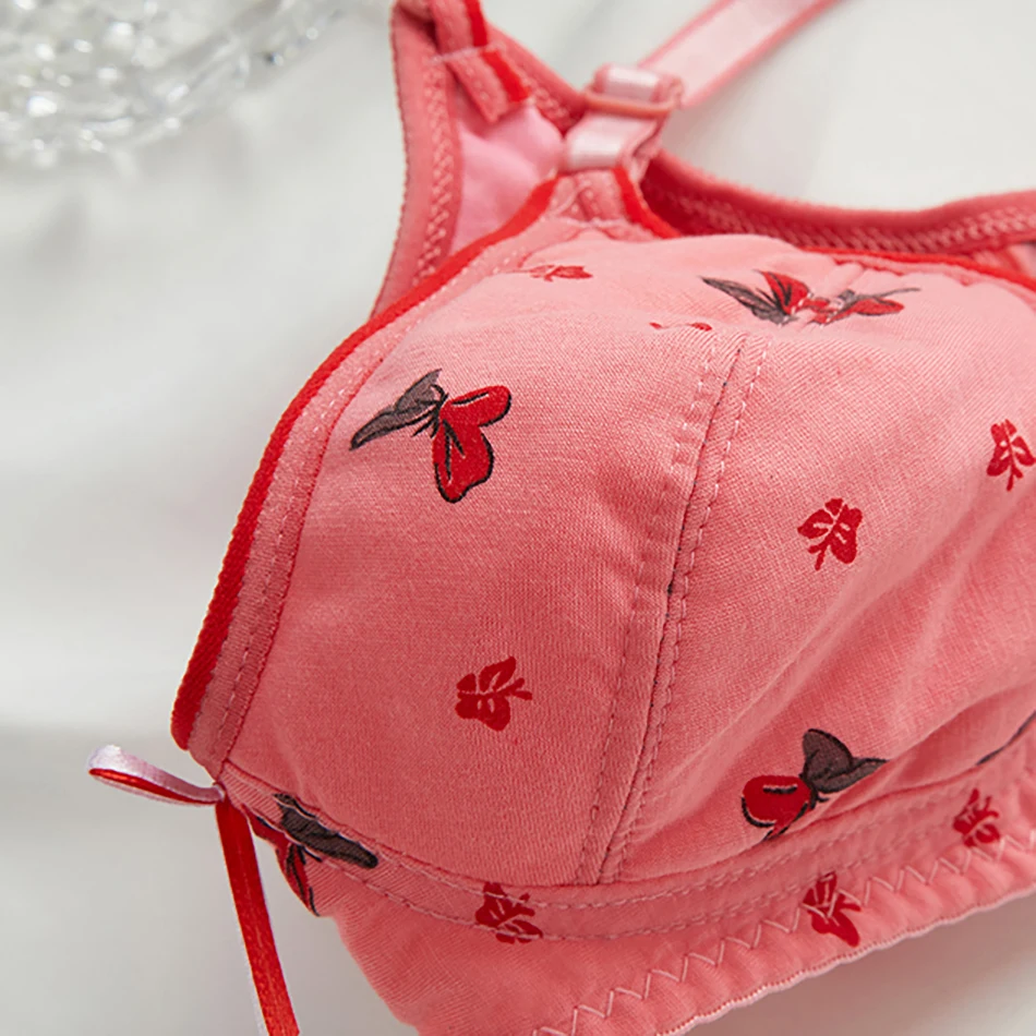 Women Adjustable Fresh Butterfly Printed Thin Bra Soft Comfortable Breathable Women Bra Daily Wear Simplicity Underwear