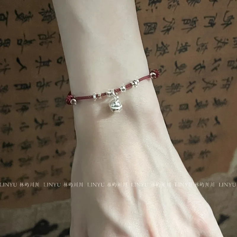 Bell Red Cord Bracelet Anklet Per Step Ring Jingle Sound Handmade Chinese Style Qixi Festival Gift for Couples Exquisite Lovely