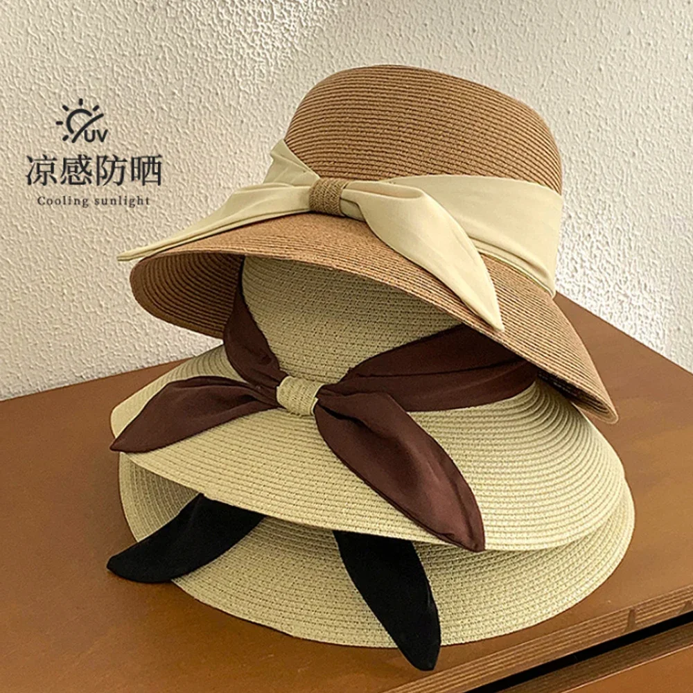 

Summer Sun Protection Hat for Women Travel Sunscreen Sun Hat Straw Hat Woman's Korean Version Girls Beach Dome Cap