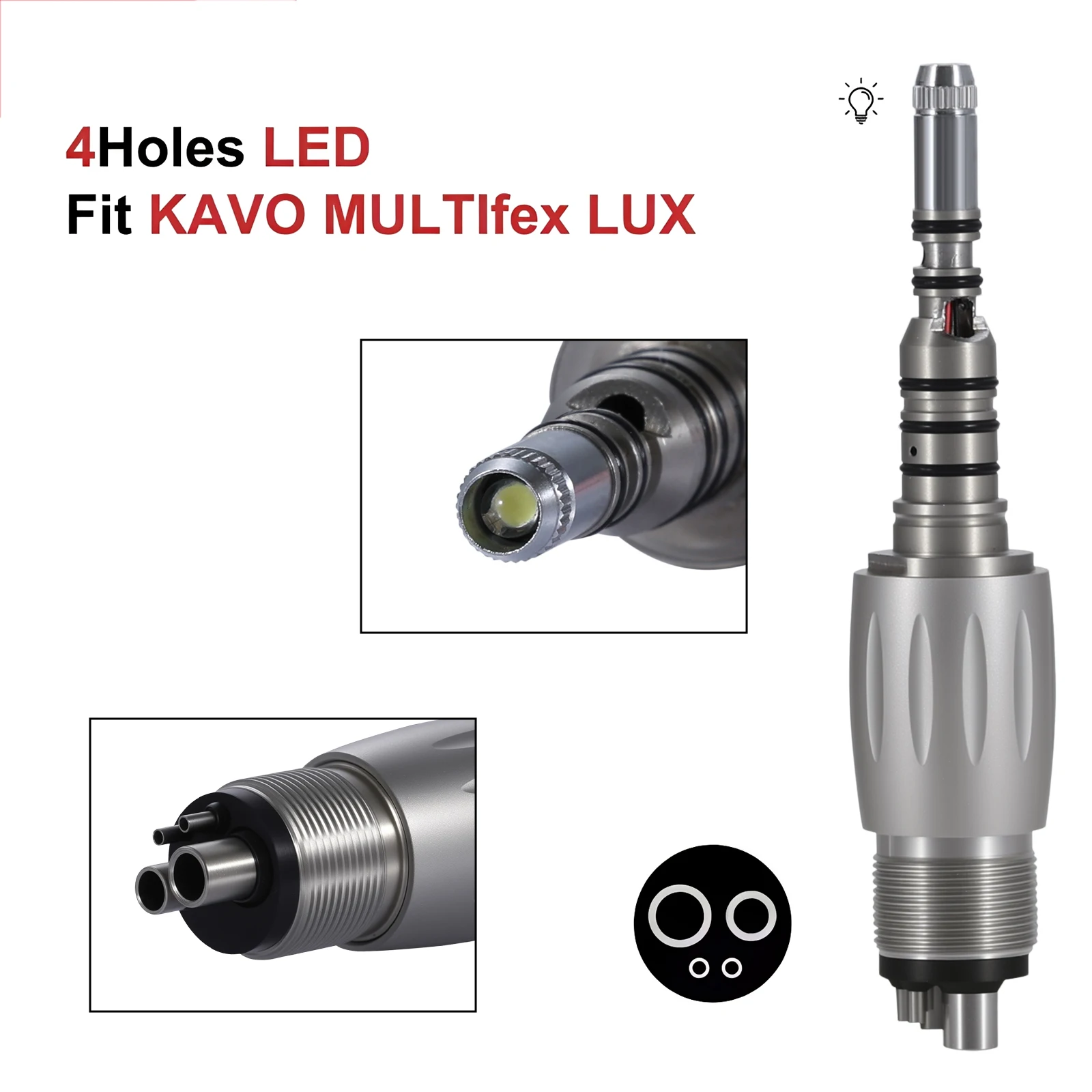 

Dental 4 Hole Coupling LED Coupler for KAVO Multiflex Lux Fiber Optic Handpiece Compatible With Original Dentistry Instrument