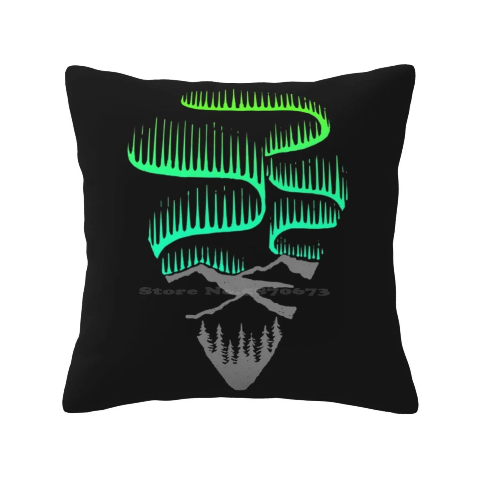 Aurora Borealis Funny Cute Decor Square Pillowcase Hiker Hiking Camping Climber Climbing Adventure Journey Outdoor Outside