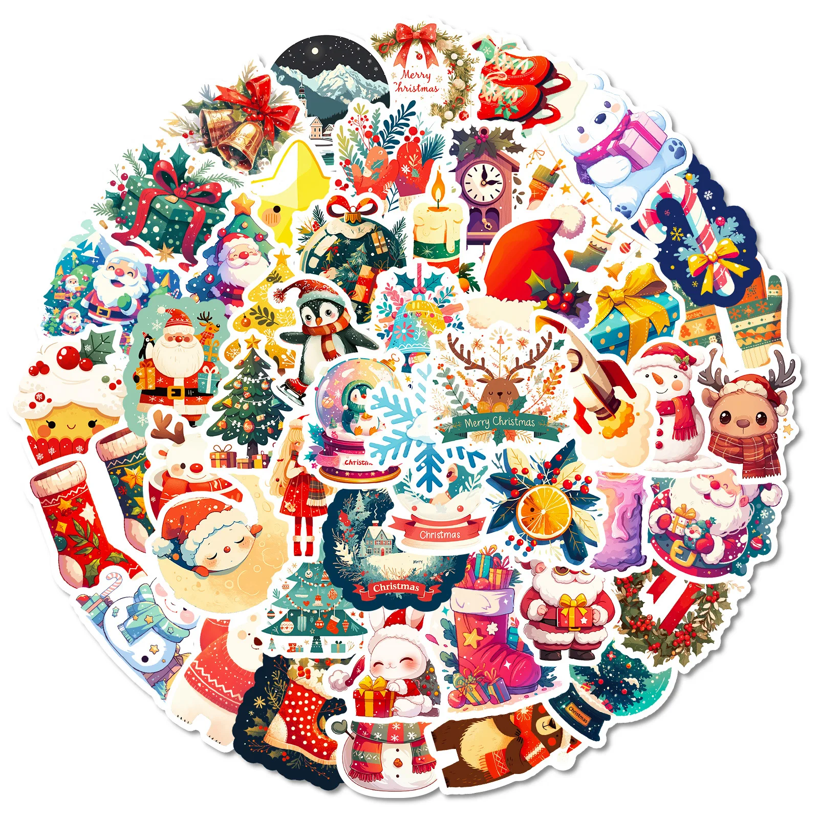

10/50PCS Christmas Cartoon Stickers Christmas Gift Sticker Festivals Accessories Decals Scrapbook Luggage Laptop Phone Bike