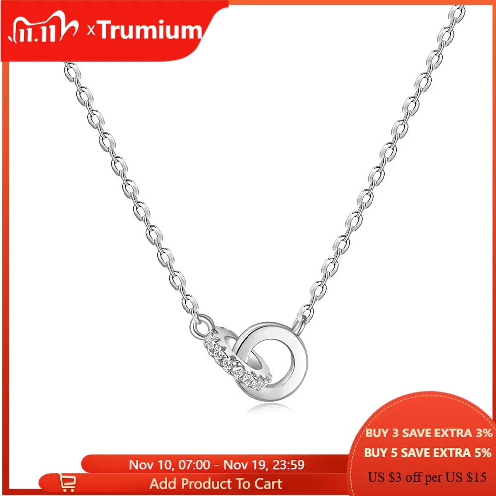 

Trumium настоящее ожерелье из стерлингового серебра 925 пробы для женщин, переплетенный круг, кулон Solidarności, простые изящные ювелирные изделия, подарки для женщин