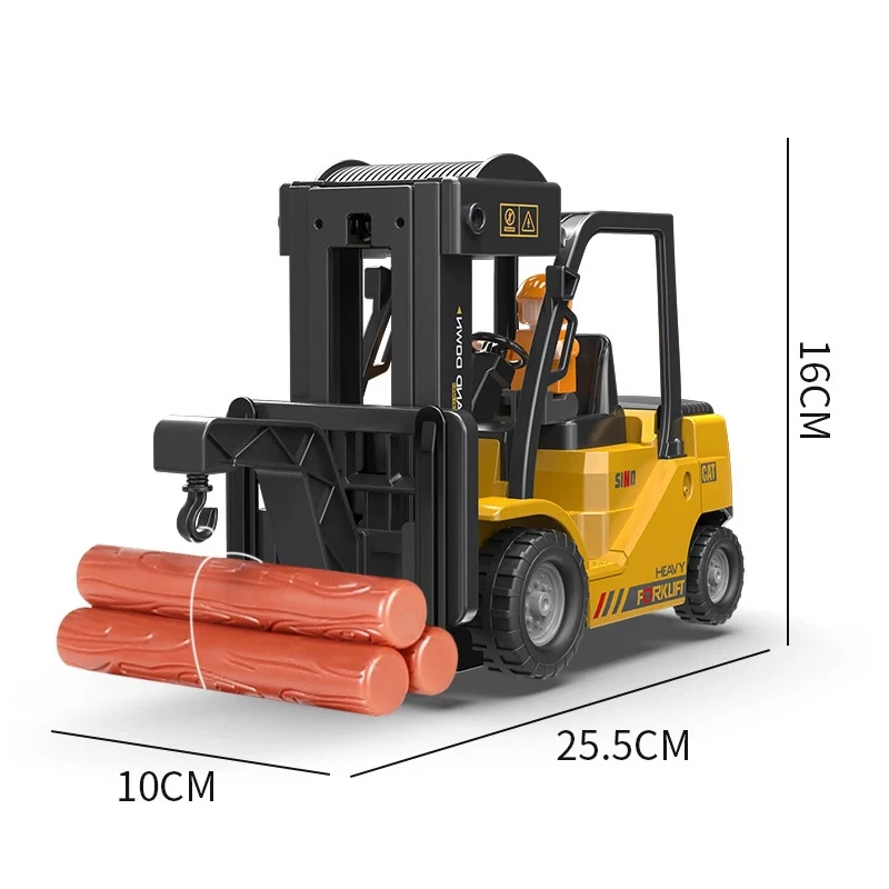 Veicolo da costruzione di simulazione elettrica del camion della gru del carrello elevatore 2.4G RC con il giocattolo dell'auto di ingegneria telecomandata dello spruzzo leggero del suono