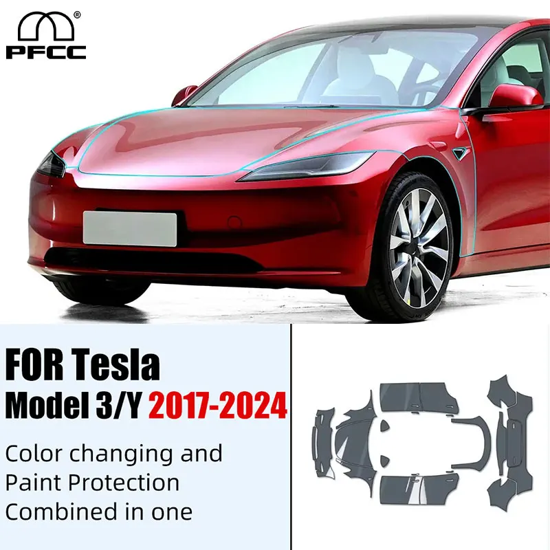 

Защитная пленка для автомобильной краски PCFF PET, комплект наклеек PPF, изменение цвета для Tesla Model 3 Model Y 2017-2024 Highland 2025, автомобильные аксессуары