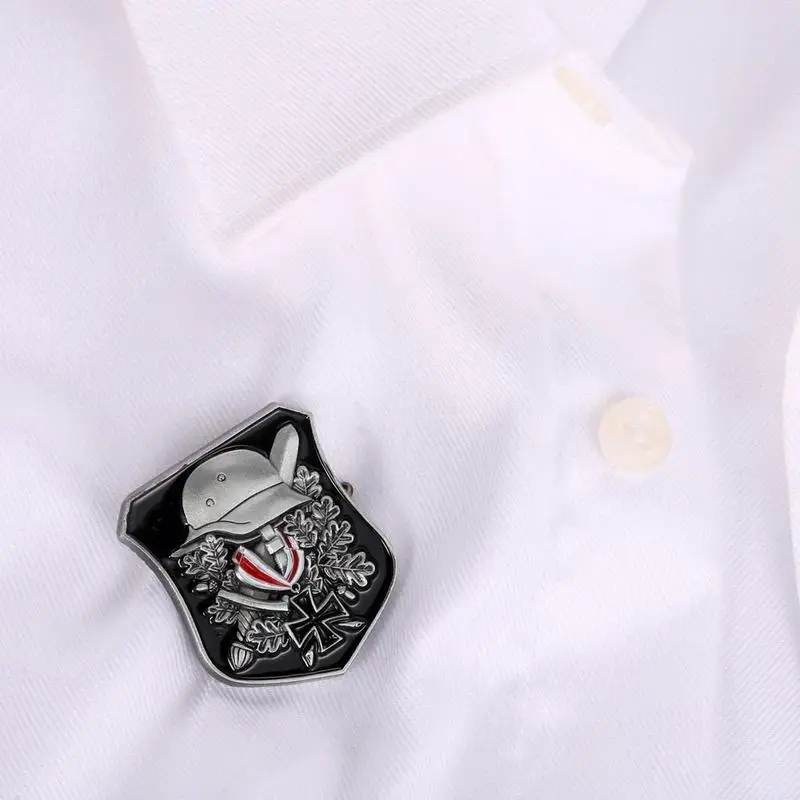 German Helmet Badge Pin Brooch Uniform Accessories Military Fan Collection Shield Medal
