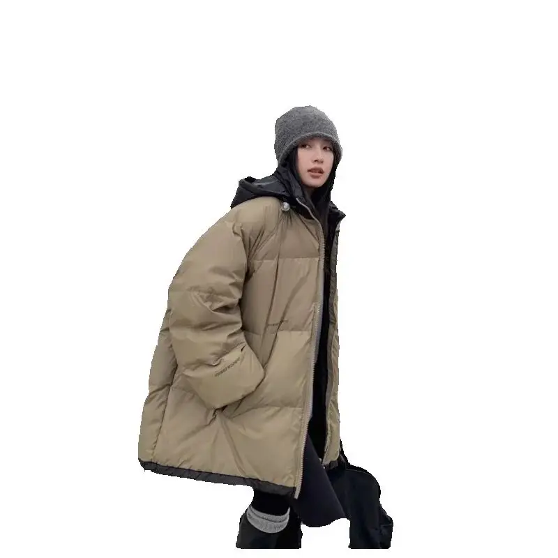 سترة مبطنة على الطراز الأوروبي للنساء ، رائجة في الشتاء ، فضفاضة ، 90 بطة بيضاء ، طبعة كبيرة ، 2023