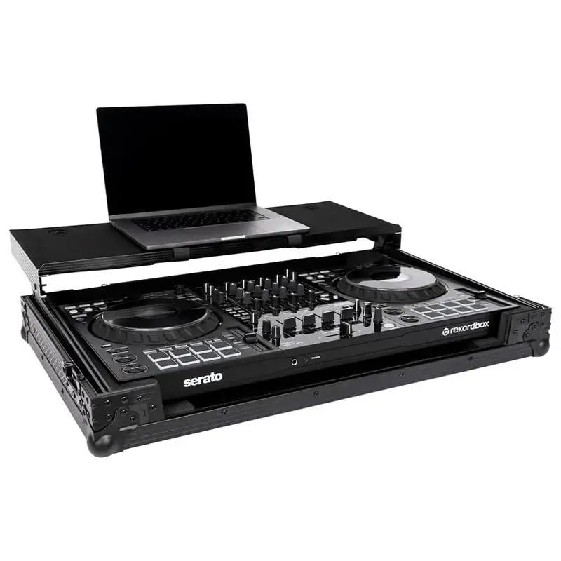 Black DJ Flight Case DDJ-FLX10 With Laptop Platform & Wheels Flight Case