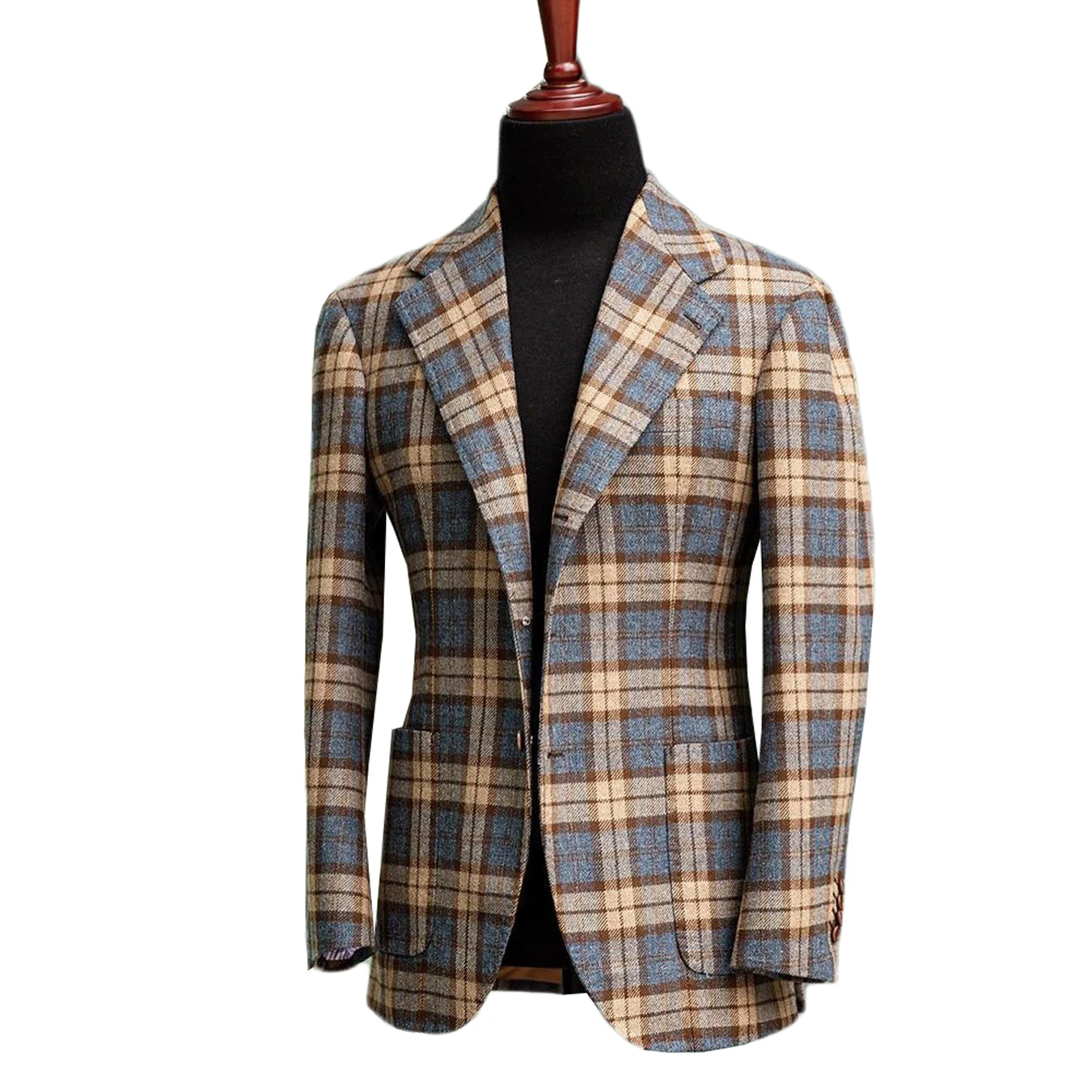 Casaco xadrez de casamento masculino, slim fit, sobretudo de peito único, casaco de escritório de negócios, feito sob medida, blazer único