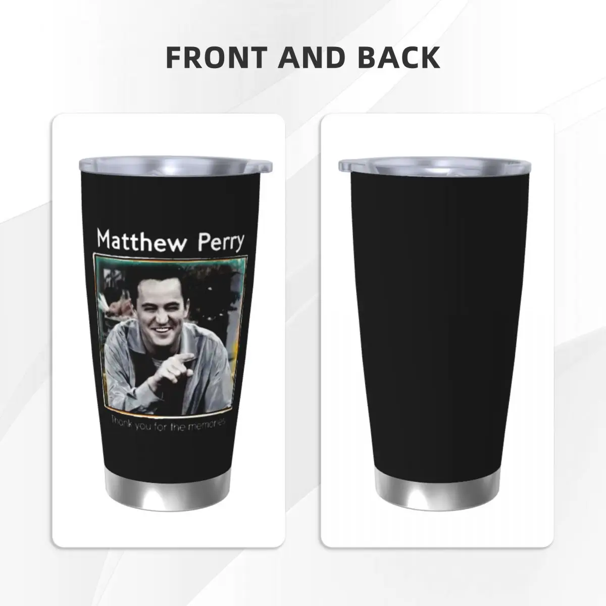 Matthew Perry 1969 - 2023 Insulated Tumbler with Lid Stainless Steel Thermal Mug Office Home Thermos Bottle Cups, 20oz