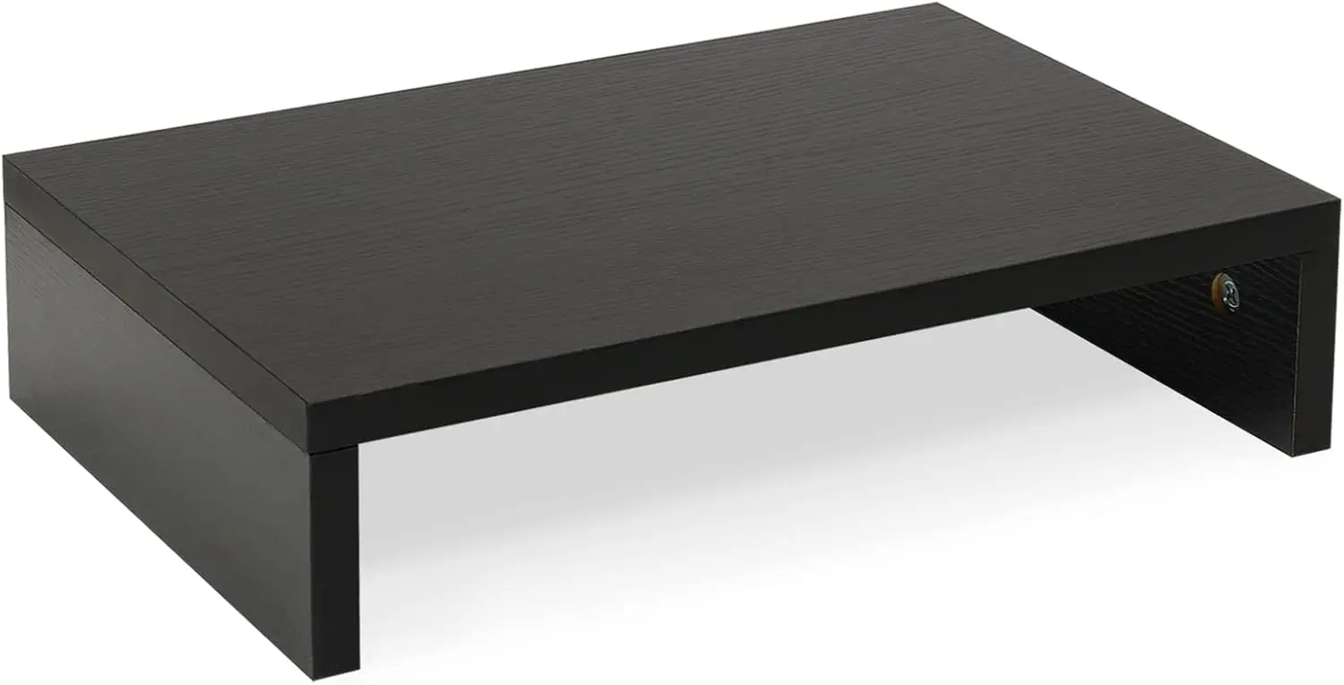 

14.2 Inch Wood Monitor Stand Riser with Storage for Desk, TV, PC, Laptop - Black