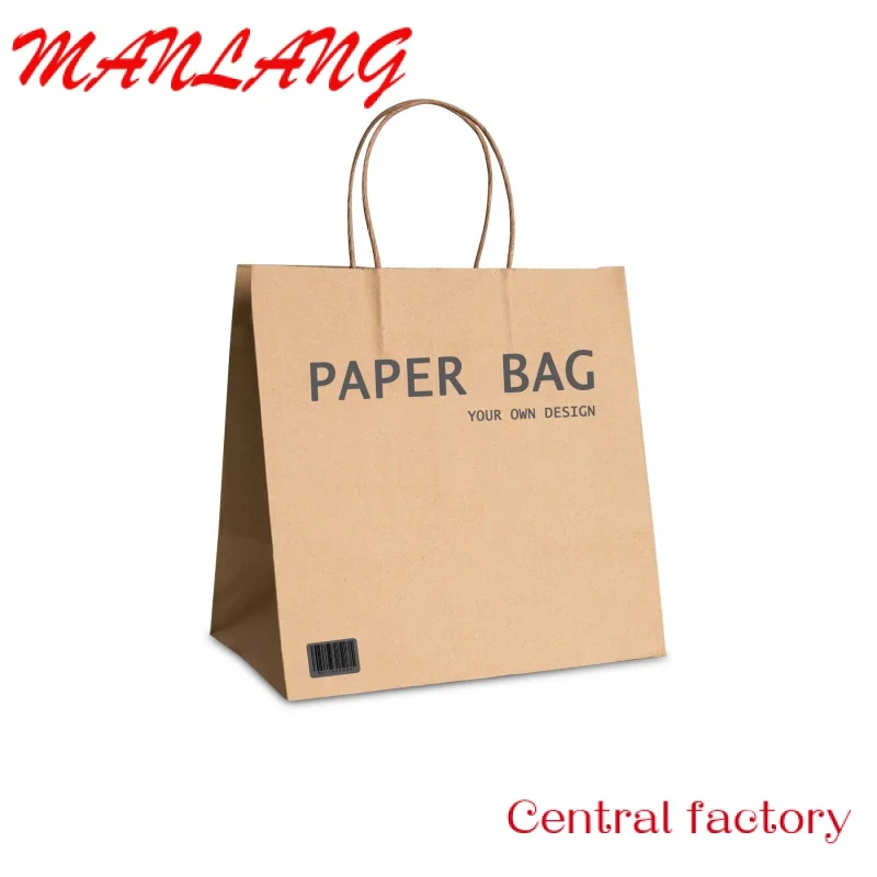 Custom  Custom Printed Your Own Logo Fancy Shopping Paper Bag Gift Food Grocery Paper Bags with Handle