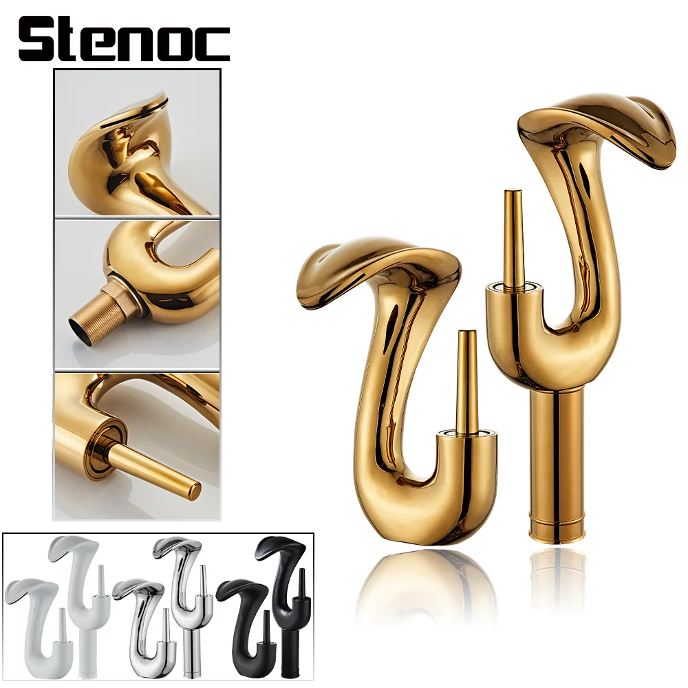 

Creative Snake Design Golden Bathroom Basin Faucet Black Bathroom Faucet Brass Sink Mixer Tap Hot & Cold Waterfall Basin Faucet