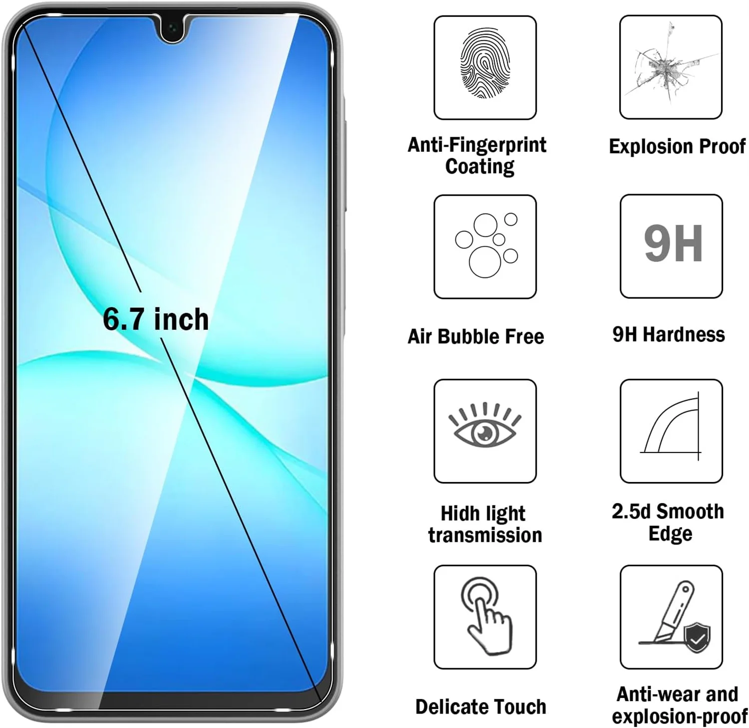 

For Samsung Galaxy A17 4G/5G tempered glass 6.7 inch high-definition anti drop screen protector