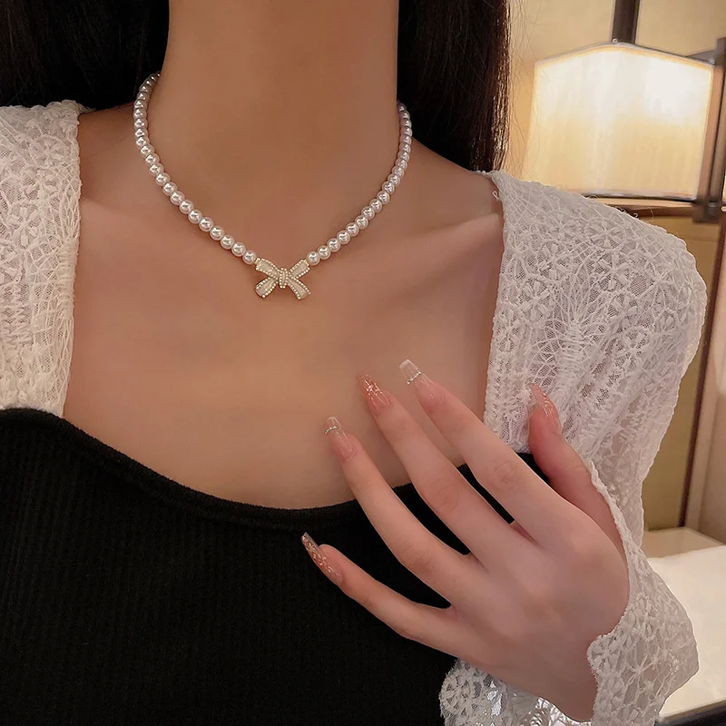 

Coquette Aesthetic Pearl Necklace Korean Fashion Choker Planet Necklace Heart Pendant Y2k Accessories Cool Girl Hip Hop Jewelry