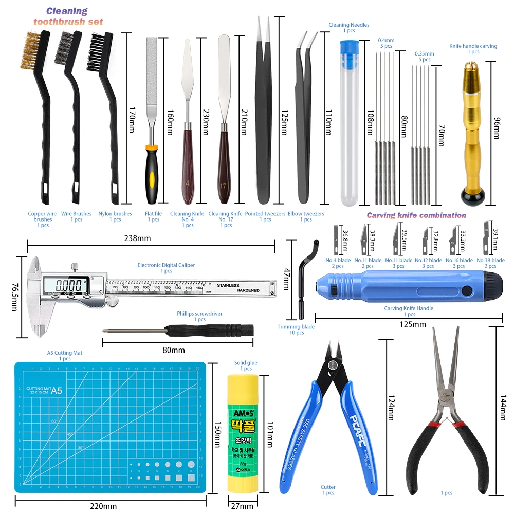 Kit di strumenti per la pulizia della sbavatura della stampante 3D Creality coltello da intaglio coltello da taglio Set di strumenti per pinze ad ago accessori per stampanti 3D