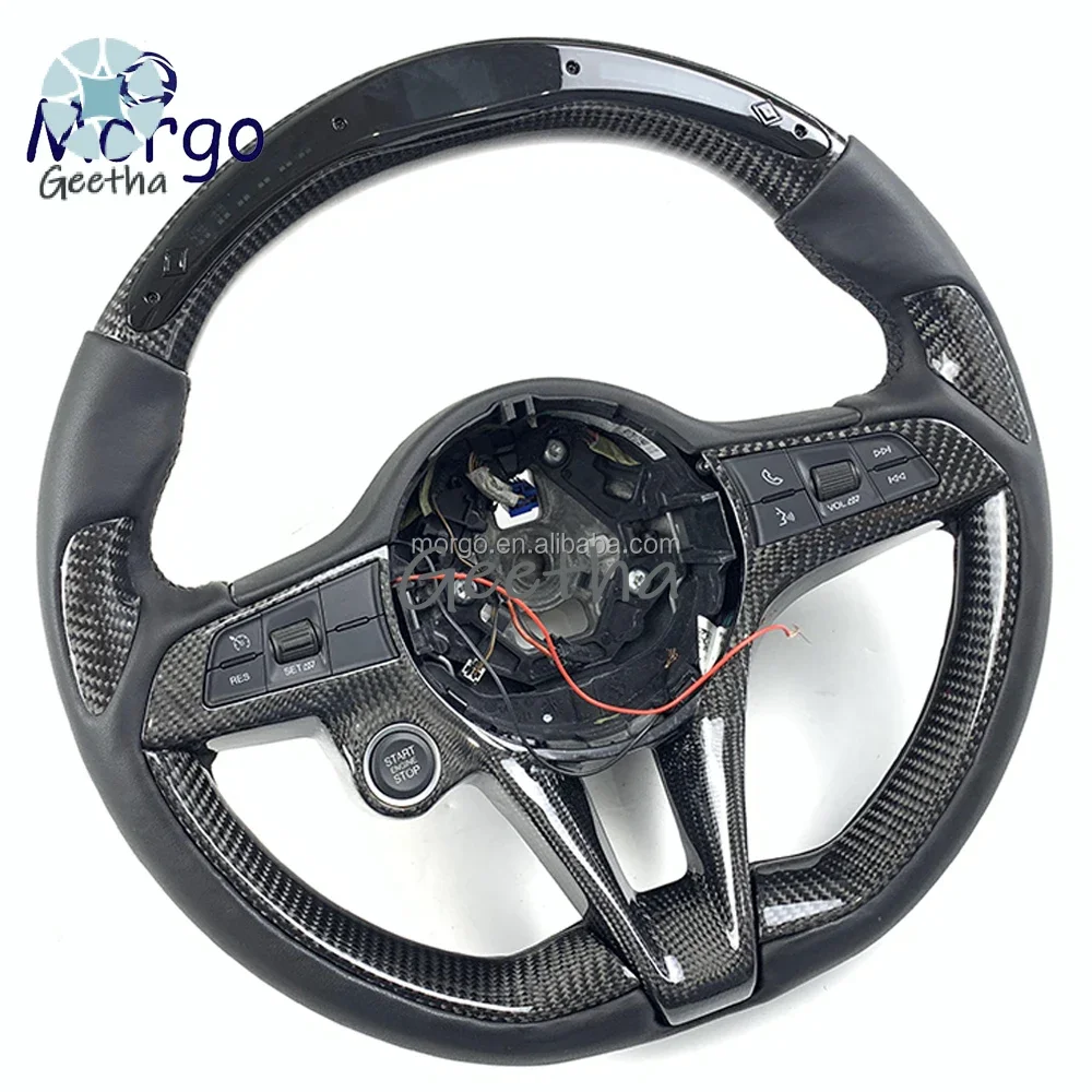 

LED Carbon Fiber Steering Wheel for Alfa Romeo 2014-2019 Giulia Stelvio Car Internal Accessories Can Customized Body kit bumper