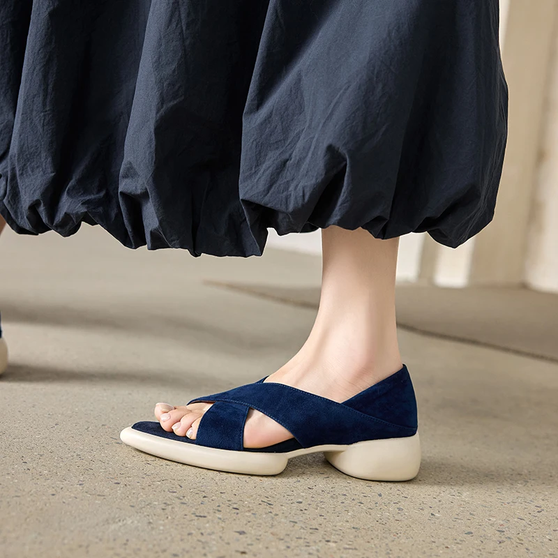 Handmade Genuine Leather Sheepskin Suede Women's Heels Sandals,Pointed Toe Summer High Heels,Fashion Womens Shoes - view 3