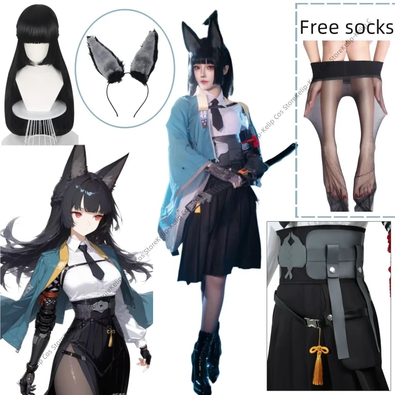 Game Zenless Zone Zero/ZZZ Cosplay Hoshimi Miyabi Cosplay Costume  Fox Girl Full Set Wig Ear Lovely Uniform Party Carnival Suit