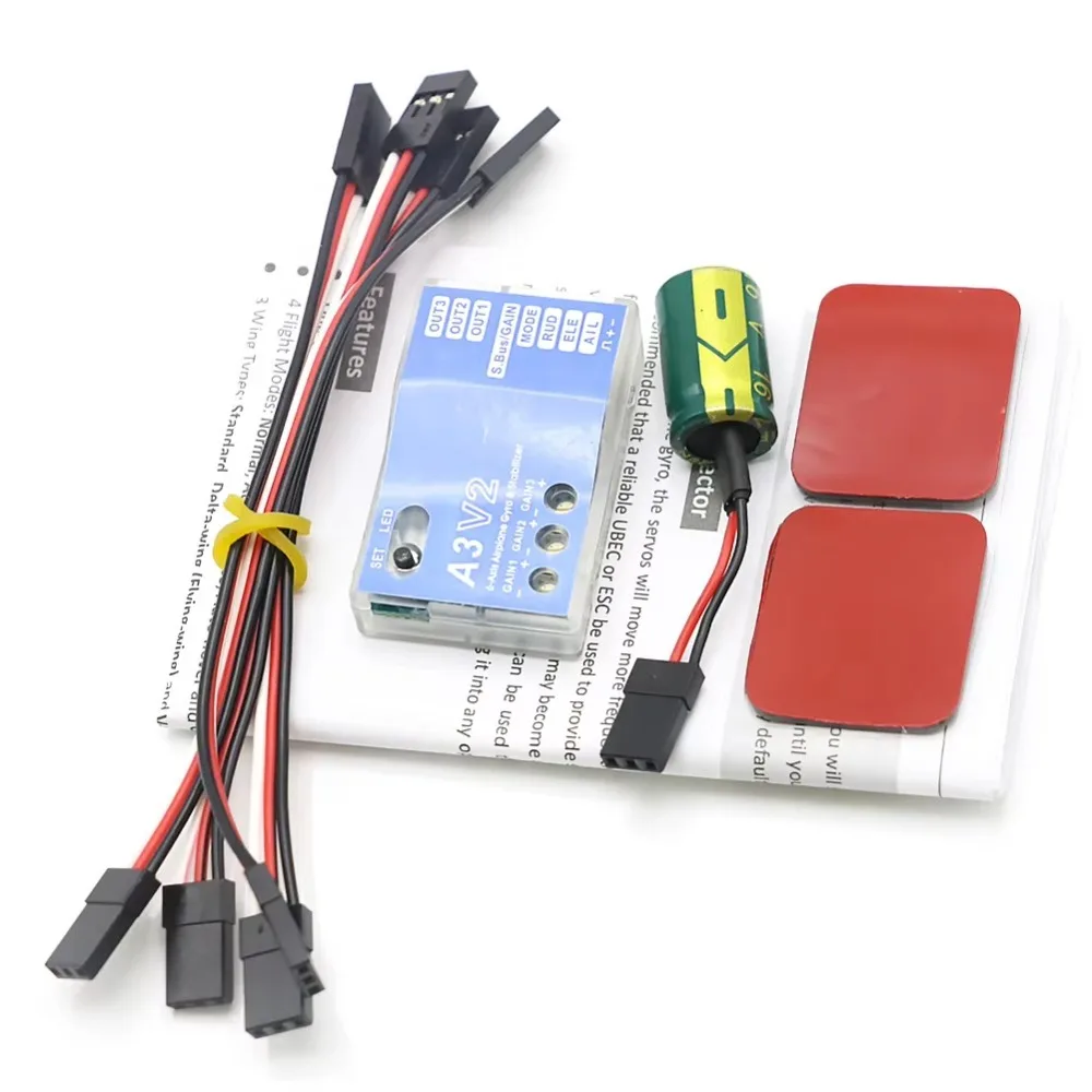 New A3 V2 Flight Controller 3-Axis Lightweight Gyro Stabilizer Low-Noise RC Airplane Stabilizer for RC Model Aircraft