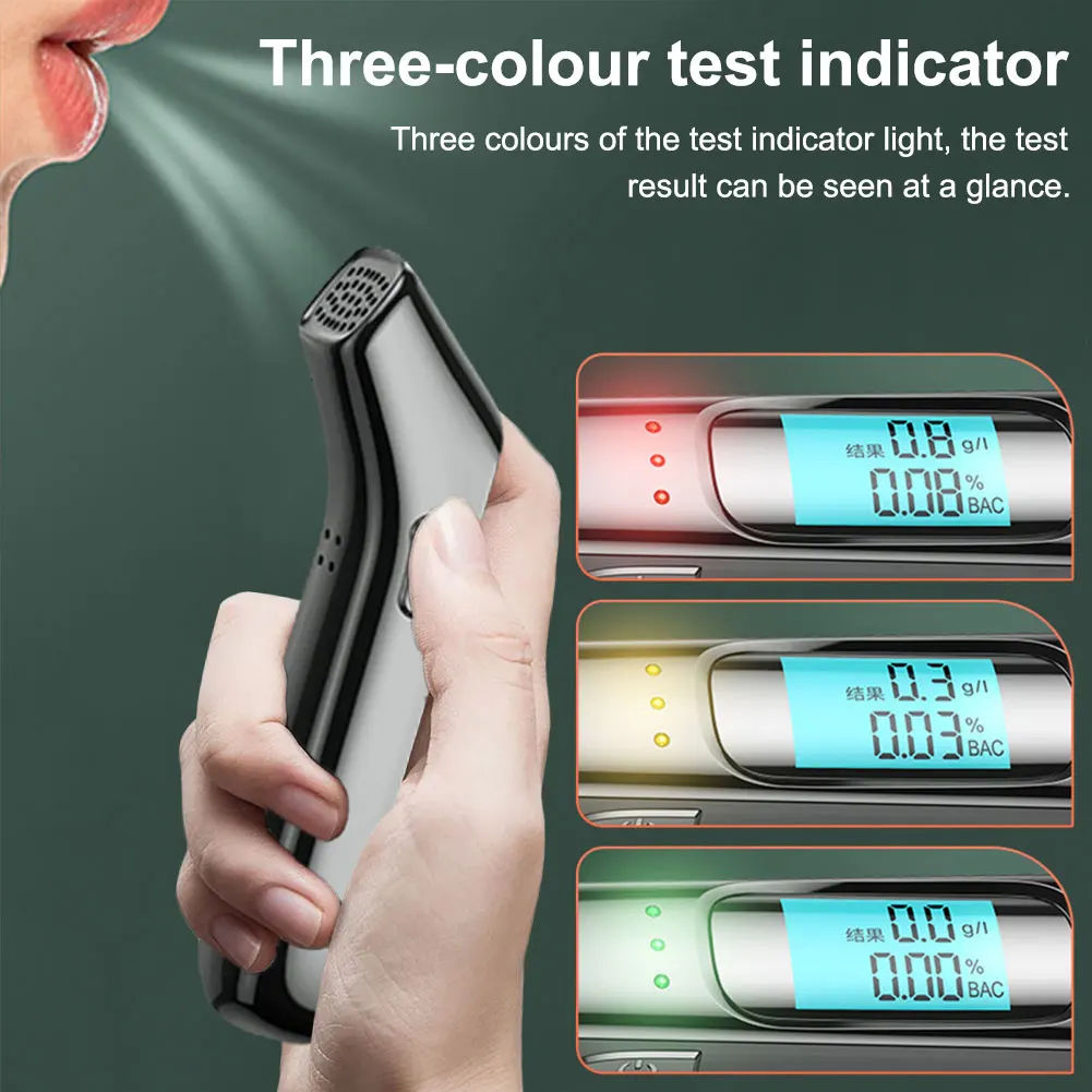 أداة اختبار الكحول التلقائي مع شاشة LCD جهاز اختبار شرب الكحوليات التنفس الاحترافي عالي الدقة للاستخدام الشخصي