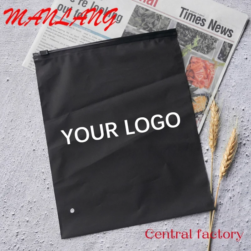 Tas ritsleting hitam pvc eva kemasan plastik slider kunci ritsleting beku biodegradable dengan logo cetak kustom