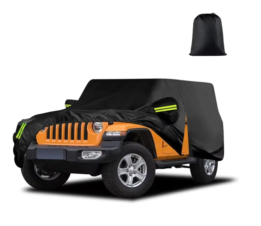 

Outdoor Waterproof Car Cover Custom for Jeep Wrangler 2/4 Door Windproof Strap Single Door Zipper Snow Rain Dust Hail Protection