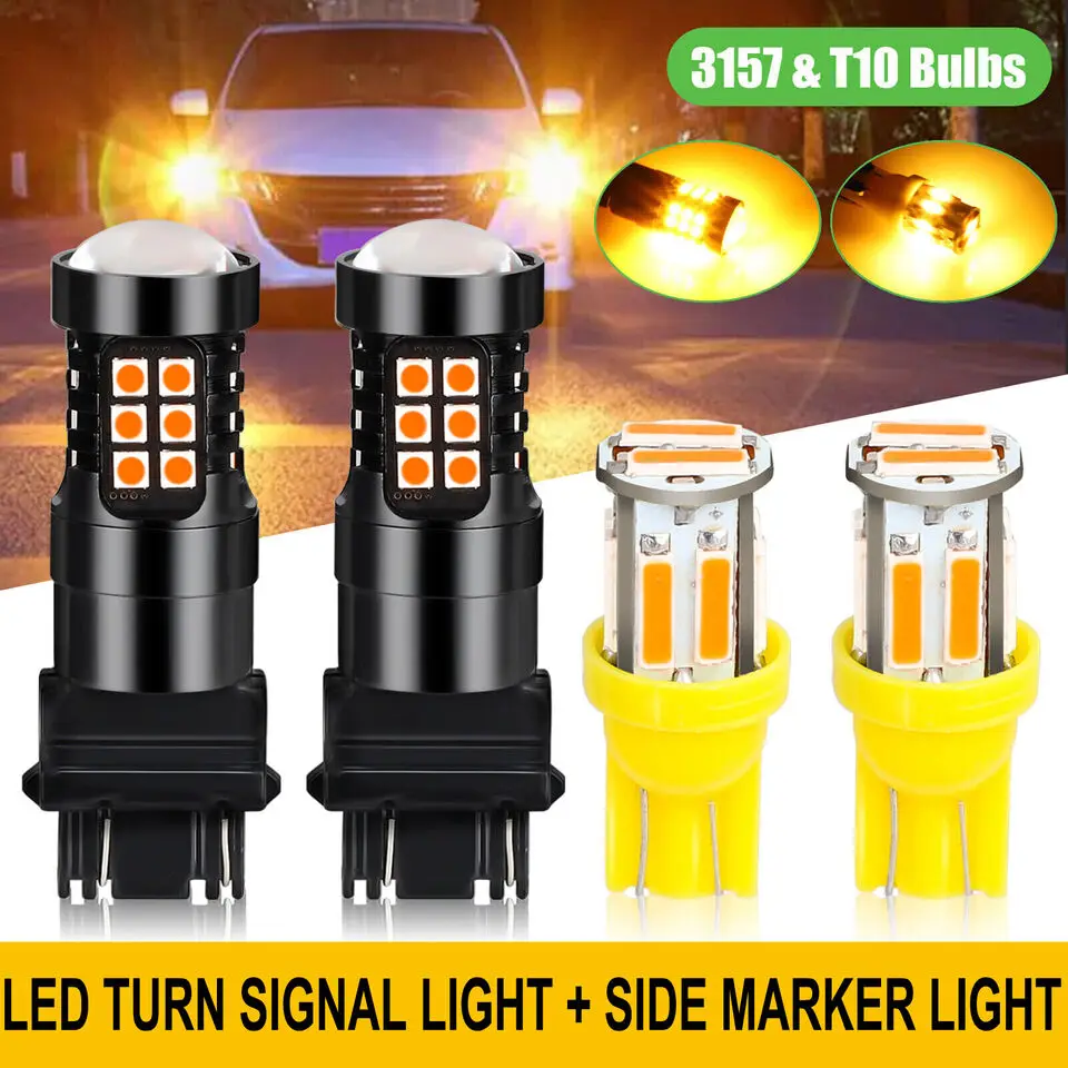 

Winetis 4X Amber Yellow LED Turn Signal Lights Bulbs + Side Marker Light Bulb For Chevy Chevrolet Silverado 1500 Tahoe