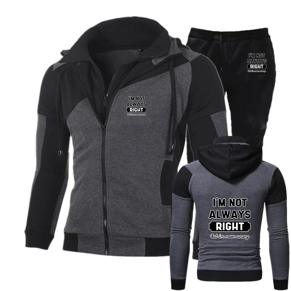 

Мужской костюм 2026: худи с диагональной молнией и брюки в тон, повседневный комплект для весны и осени (новинка)