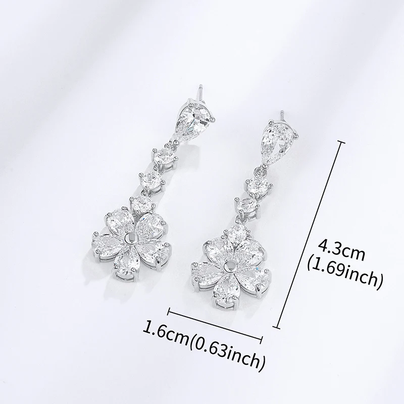 WEIMANJINGDIAN Brand New Arrival Cubic Zirconia Flower Wedding Drop Earrings for Women Bride Mother\'s Jewelry Gifts