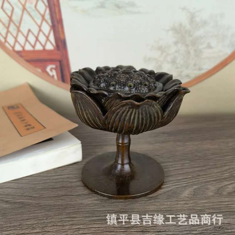 

High-Legged Lotus Incense Burner Antique Collection Alloy Lotus Incense Stick Incense Burner Decoration Home Tea Ceremony Aroma