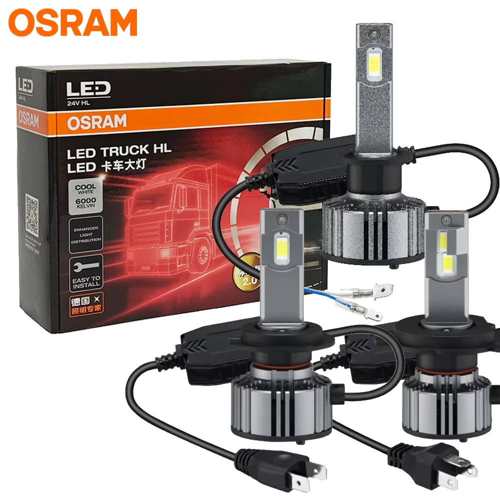 OSRAM 24V LED ZX2.0 Truck Headlight H1 H4 H7 Super Power Light 6500K Cool White Upgrade Replace Bright High Low Beam