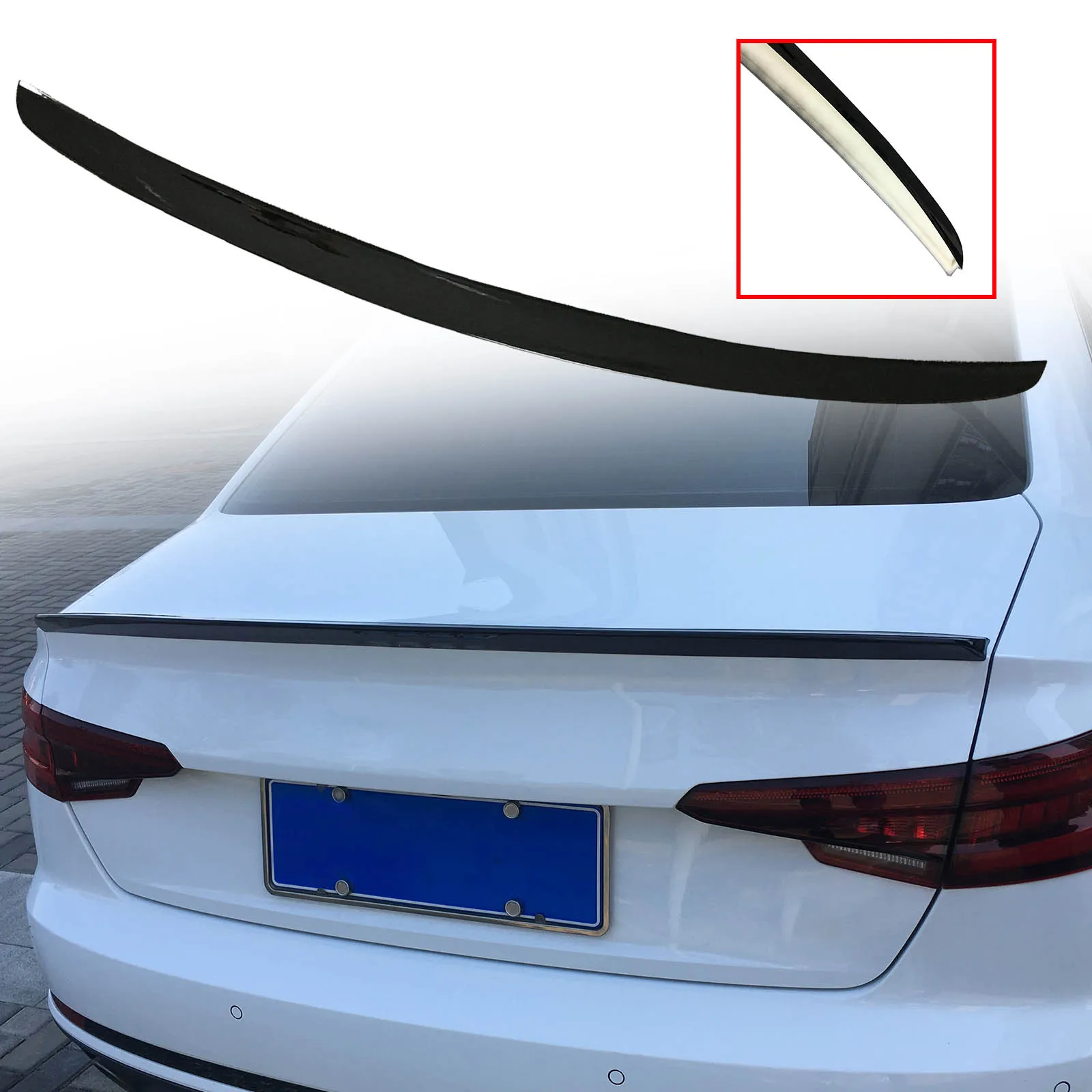 

Car Rear Spoiler Tail Wing Extension Body Kit Rear Trunk Lip Trim For Audi A4 S4 B9 2017-2020 Sedan