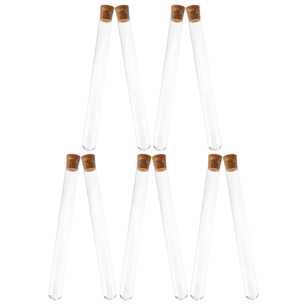 

10 Pcs Test Test Tubes With Corks Tubes Clear Sweets Storage Candy Travel Portable Leak Proof Laboratory Teaching Equipment