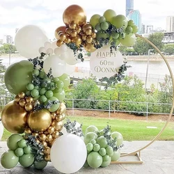 Green White Balloons Garland Sage Green Gold Latex Balloon Arch Kit Jungle Theme Birthday Party Baby Shower Wedding Decoration